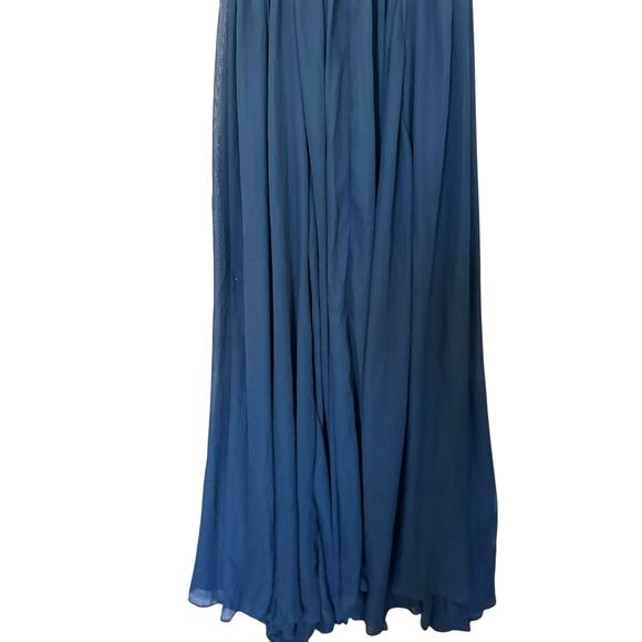 Meghan Los Angeles Navy Blue Maxi Dress Small Criss Cross Back Flowing Boho - Picture 6 of 8